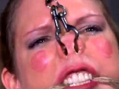 Facial torment for BDSM model