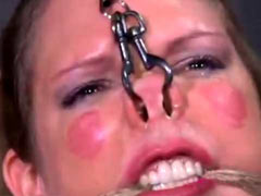 Facial torture for BDSM model